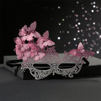 Butterfly Masquerade Mask Adjustable Lace Mask with Rhinestones Ornate for Women