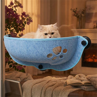 Cat Hammock Window Perch with Felt Material, Frameless Suction Cup Cat Bed for Indoor Relaxation, Space Saving Mounting for Window View Resting