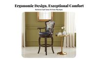Vintage Design rotating Counter Stool with Backrest Upholstered Seat Bar Chair Built-in Footrest Seating Furniture Ergonomic for Salon Owners, Restaurateurs, Homeowners, Kitchen Island, Restaurant, Bistro, Dining Room