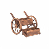 Multi-Tier Design Wooden Flower Cart Carbonized Finish Plant Stand Rustic design Garden Decor Resistant for Home Decorators, Event Planners, Patio, Balcony, Front Porch, Entryway
