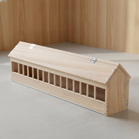 Natural Wood Pigeon Feeder with Dividers Sturdy Wooden Feeding Trough Long-Lasting Pigeon Feeder Outdoor for Lofts, Coops, Farms