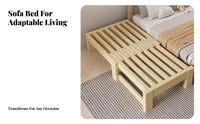 Pull-extendable Slatted Bed Frame Extendable Design Daybed Space-Saving Household Furniture for Apartment Dwellers, Teens, Small Spaces, Living Room, Bedroom