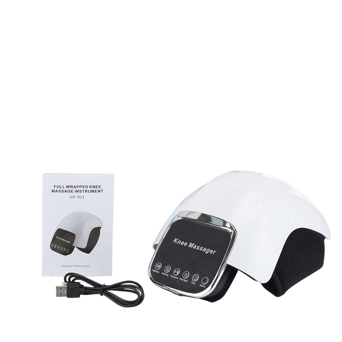 Air Compression Massage Electric Knee Massager Auto-Deactivate Timer Heated Knee Brace Cordless Vibrating Joint Massager Large LCD Display for Athletes