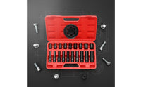 19 Pieces 6 Point Design External Torx Hex Socket Set High Rotational Force 1/2 Drive Heavy-Duty Socket Set Cr-V Steel for Mechanics
