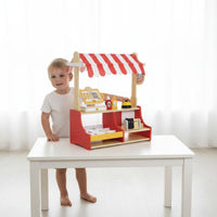 Sandwich Stall Toy Realistic Design Wooden Burger Stand Smooth Edges Playful Meal Set Stall for Children and Girls, Kids