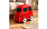 Bus Trash Can Removable Liner Press-Open Trash Can Window-Style Cutouts Rolling Recycling Bin for Home