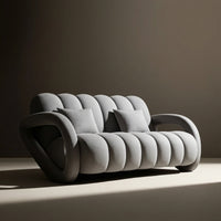 Loveseat with Loop Armrests Geometric Two-Seater Sofa Padded Sofa with Armrests for Living Room, Bedroom, Reading Corner