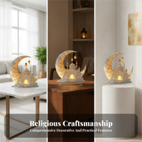 Freestanding Mosque Silhouette Decoration Desktop Crescent Moon Ornament Gift Idea Home Decor Scratch-Resistant
