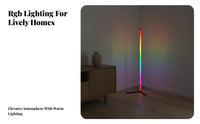 16 Million Colors RGB Corner Floor Lamp Dynamic Scene Modes Color Changing Standing Lamp APP Control Music Sync Light Bar Dimmable for Young Adults, Content Creators, Party Hosts, Living Room, Bedroom