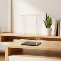 Acrylic Display Cabinets, Clear Figure Display Case 20x20cm, Dustproof Collectible Display Case with Black Base