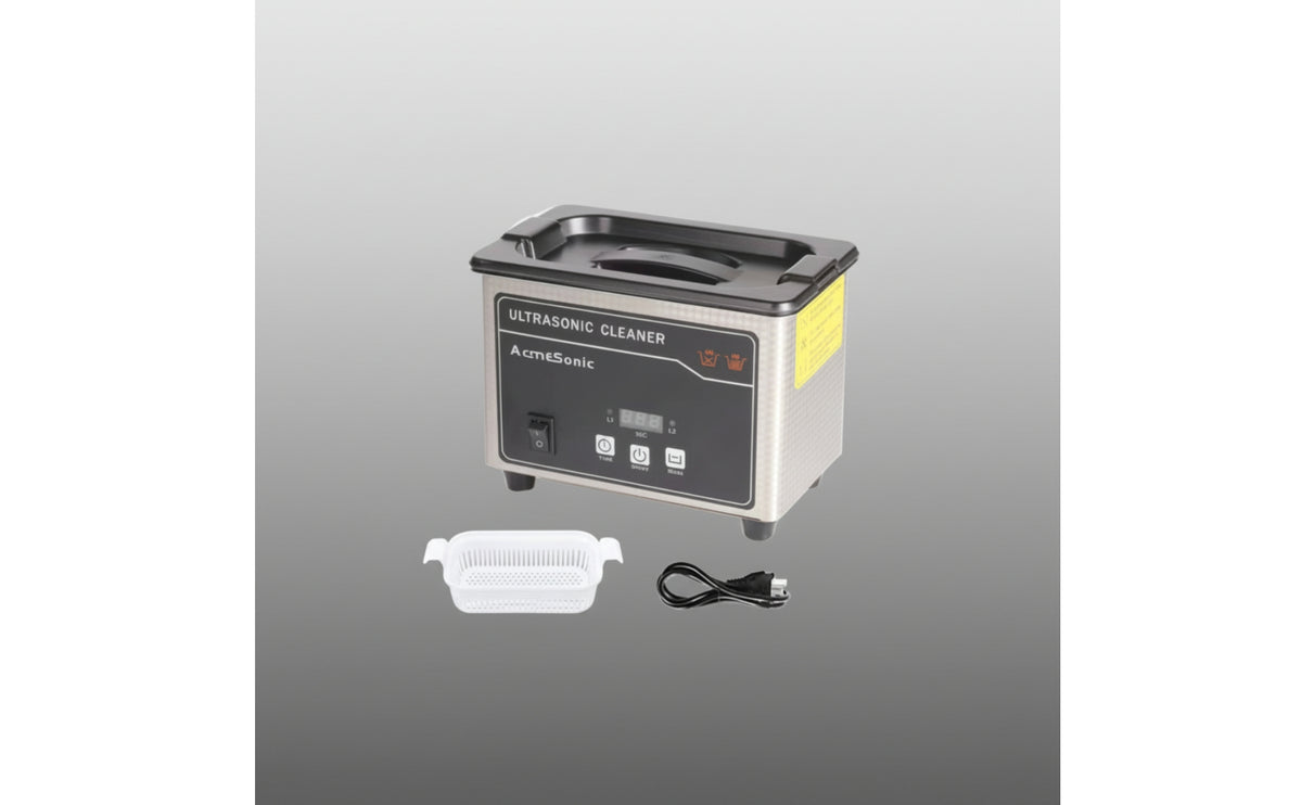Acoustic Cleaner Cleaner with Basket Stainless Steel Digital Acoustic Cleaner Cleaner Compact Cleaning Machine for Watchmakers, Home, Jewelry Store