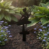 Garden Fairy Metal Silhouette Ground Stake for Yard and Lawn Decoration