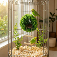 Hanging Bird Hideout Natural Wood Pet Accessory Green