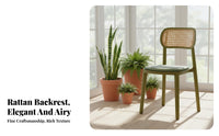 Stackable Cane-Back Side Chair Retro Design Indoor Seating Breathable Weave Easy to Clean for Restaurant Owners, Homeowners, Interior Designers, Dining Room, Lounge, Home Office, Bedroom