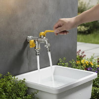 Outdoor Wall-Mounted Faucet with Double Outlet Thickened Metal Double Outlet Faucet Threaded for Balcony
