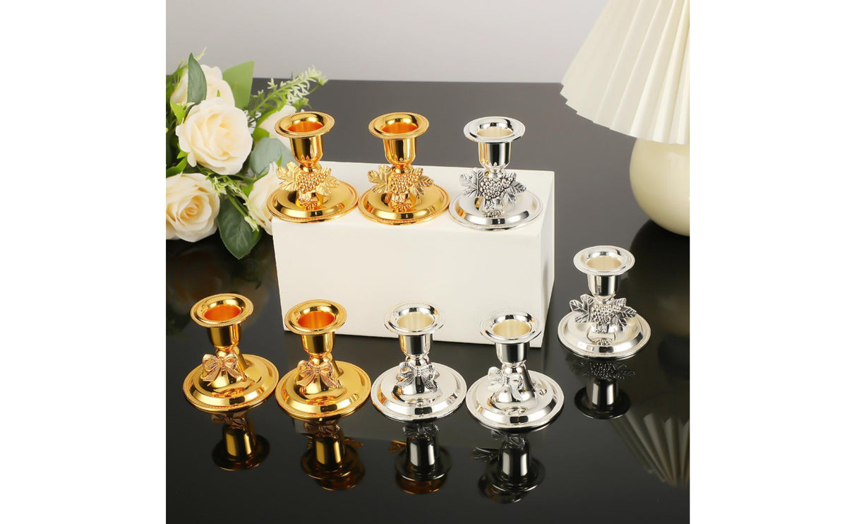 Elegant Taper Candlestick Holder Decorative Tabletop Candle Holders Polished Candlestick Holders Set Shiny for Dinner Parties