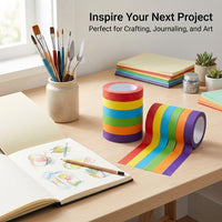 Colored Masking Tape Rolls Set for Artists, Wide Japanese Washi for Bible Journaling, Craft DIY Projects 1/2 Inch