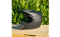 Dirt Bike Helmet with Visor Matte Black Motocross Helmet Safe Aerodynamic for Riders, Downhill Mountain Biking, Karting