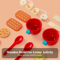 Tea Party Set Durable Wood Build for Toddler Role Play