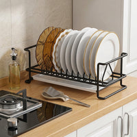 Small Dish Rack and Single Layer Dish Rack, Stainless Steel Dish Rack Cabinet Organizer, Modern Minimalist Style Insert for Kitchen Counter Space