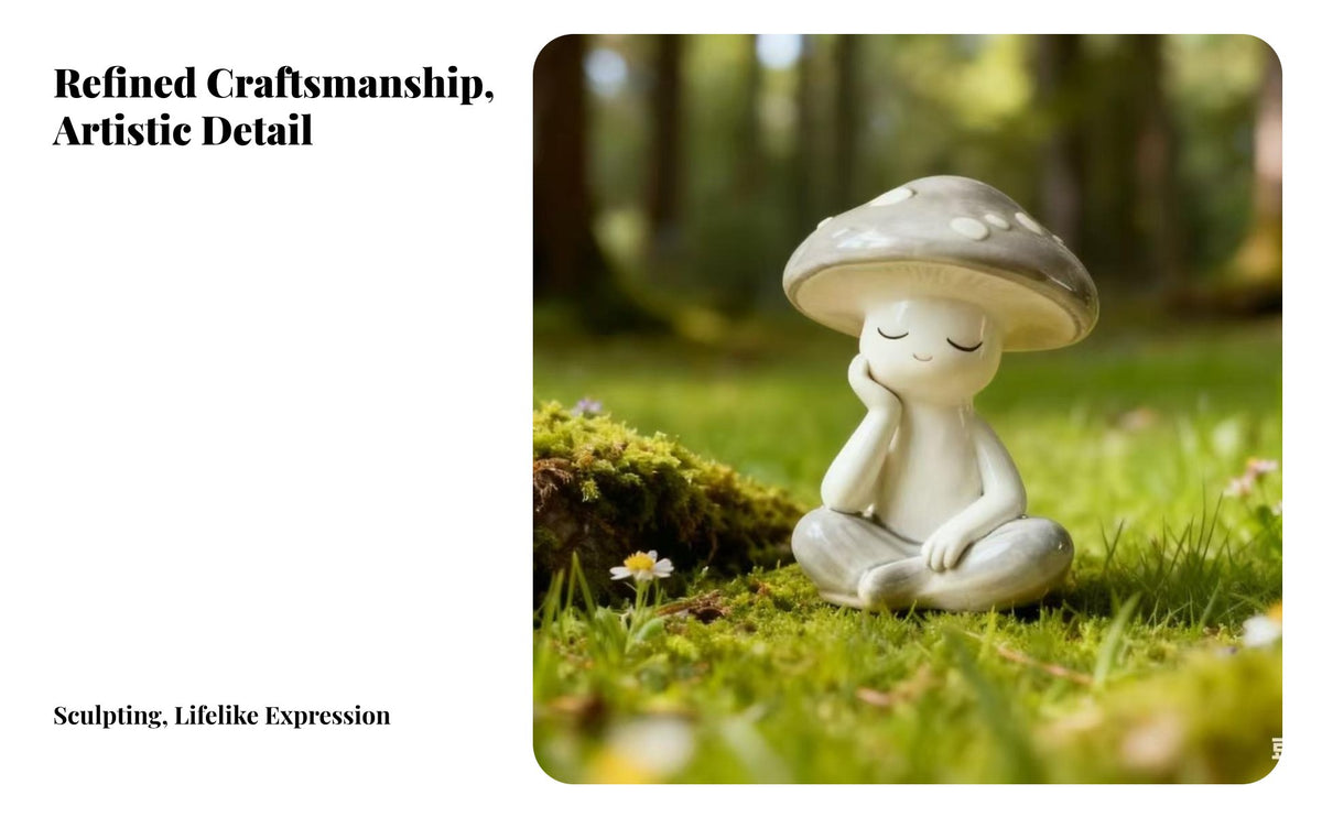 Meditating Toadstool Figurine Peaceful Decor Cute Toadstool Person Ornament