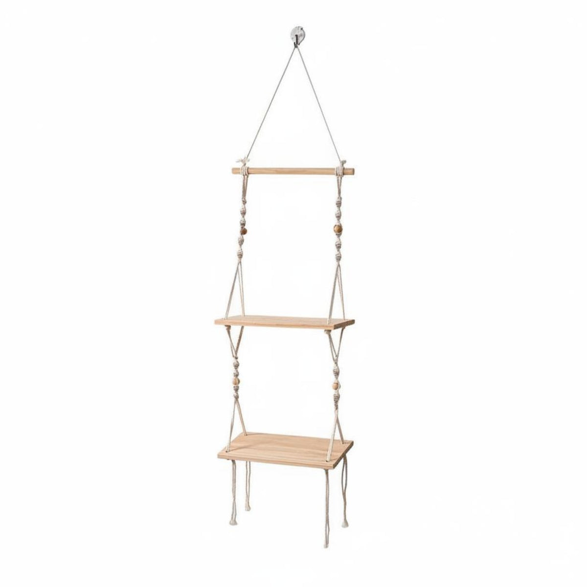 Handmade Macrame Hanging Shelf Natural Cotton Cord Bohemian Wall Shelf Decorative for Home Decorators, Adults, Living Room, Bedroom, Nursery