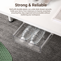 Under Desk Drawer Organiser, Automatic Large PP Storage, 24x21.3x6.5cm Office Desk Solution, Space Saving Home Office