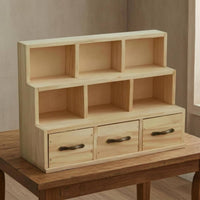 Wooden Desktop Cabinet Wooden Wood Desk Organizer 3 Drawers Tabletop Drawer Box