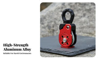 Single Sheave Swivel Pulley Anti-Snarl Single Sheave Pulley Smooth Rotation Aluminum Alloy Swivel Block for Climbers, Arborists, Rigging