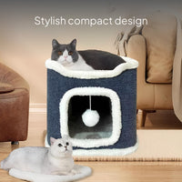 Cat Tree Condo with Scratcher and Plush Winter House
