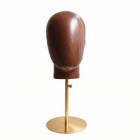 Hairpiece Display Mannequin Metal Base Hat Display Mannequin Wood-Grain Finish