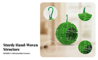 Handwoven Look Faux-Rattan Bird Nest Spherical Woven Bird Nest Open Front Pet Shelter Iron Wire Frame for Parakeets, Lovebirds