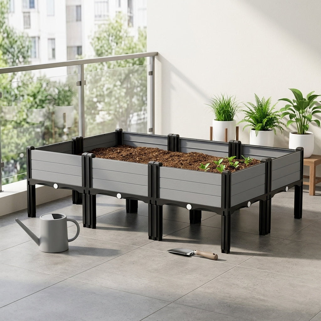 Flower Box with Legs, Planter Box and Outdoor Planter, Floor Standing Simple Style Plant Pots for Balcony Garden Home Gardening