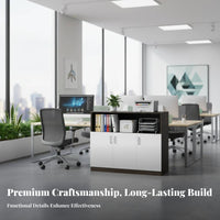 Low File Cabinet with Doors Office Storage Sideboard Wooden Printer Stand Office Partition Cabinet Sturdy Engineered Wood Construction Suitable for Office Workspace Study Bedroom