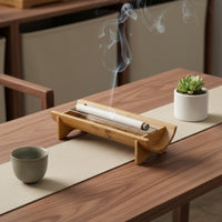 Bamboo Warming Roll Burner Smooth Polished Finish Warming Roll Igniting Stable Base to Clean Horizontal Traditional Heat Application Holder