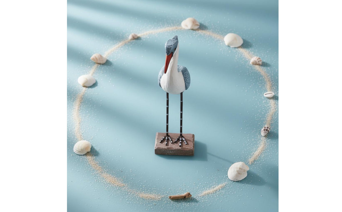 Mediterranean Theme Avian Decor Handmade Nautical Avian Decoration Rustic Seagull Statue Stable Base for Living Room, Hallway