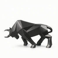 Geometric Financial District Bull Statue Faceted Abstract Bull Sculpture Collectible Decor Modern for Minimalists, Study, Entryway