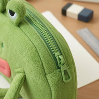 Soft Material Soft Fabric Frog Pencil Pouch Zipper Closure Frog Pencil Case Dangling Legs for Students