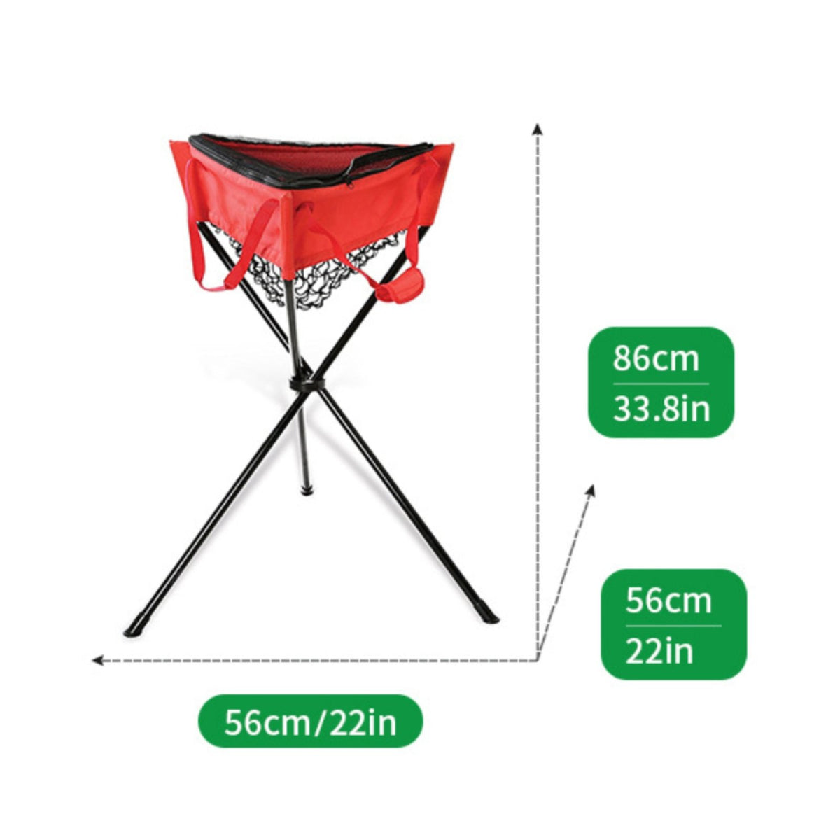 Zippered Ball Holder Large Capacity Tripod Ball Collector Sports Gear for Training