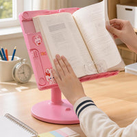 Adjustable Ergonomic Book Stand for Kids, Portable Desktop Reading Holder for Students, Document Holder with Page Clips