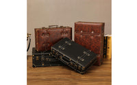 Vintage Design Suitcase Alloy Buckles Vintage Luggage Trunk Retro Wooden Storage Box Multi-Functional Antique Suitcase Box