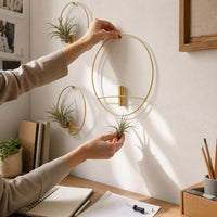 Nordic Style Iron Art Round Wall Vase for Hydroponics and Home Decor