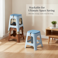 Stackable Plastic Stools with Non-Slip Hollow Seat for Dining, Bathroom, and Home Use, 2-Pack