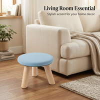 Pouffe Stool Change Shoe Footrest, Wooden Legs Living Room Bedroom, Living Room Bedroom Washable Cover, Footstool Solid Wood