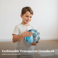 Transparent Design Double-Row Headed Tambourine Crisp Bright Sound Double-Row Musical Shaker Easy to Play Hand Percussion Ergonomic Grip for Musicians, Beginners, Band Practice, Bands, Parties, Music Class