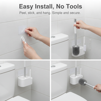 4-Piece Toilet Brush Set Wall-Mounted Bathroom Corner Cleaning Kit