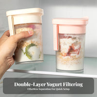 Portable Greek Yogurt Strainer Airtight Lid Greek Yogurt Creator Cup Leak-Proof for DIY Foodies, Fitness Enthusiasts, Travel, Gym, Office