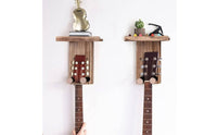 Guitar Wall Hanger Shelf Multi-Use Guitar Wall Hanger with Shelf Rustic Design Wooden Instrument Holder for Music Enthusiasts, Home Studio, Bedroom