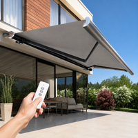 Full Cassette Awning 500cm×300cm, Manual Crank Type, Aluminum Alloy, Sun Shade, Outdoor, For Balcony & Terrace, Gray