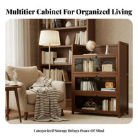 Dust-Proof Multi-Tier Cabinet with Flip-up Doors Transparent Display 4-Tier Bookcase with Flip-up Doors Space-Saving Design Bookshelf Multifunctional for Collectors, Book Lovers, Apartment Dwellers, Study Room, Home Office, Bedroom, Hallway